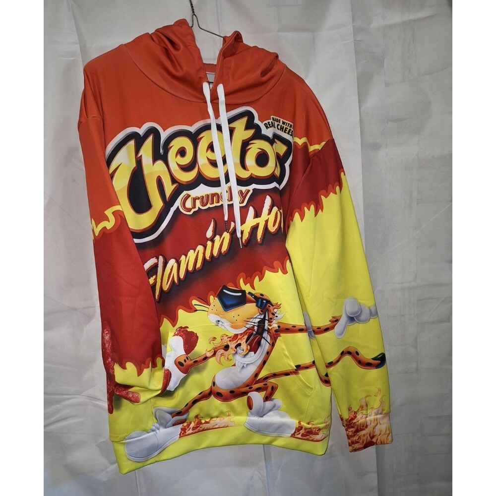 Cheetos Flamin Hot All Over Print Pullover Hoodie Sweatshirt Unisex XL 2XL NWOT